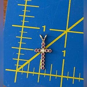 10K Yellow Gold / Ruby and Diamond Cross Pendant NOT FOR SALE